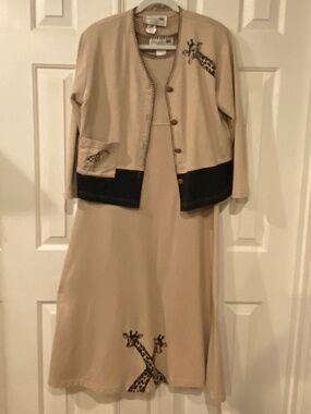 🦒 VTG Medium Studio G Genuine Safari Giraffe Dress & Jacket Made in USA